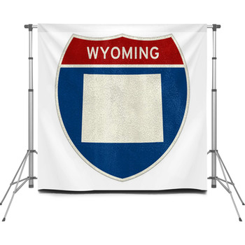 Wyoming State Interstate Road Sign Custom Size Backdrop