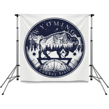 Wyoming Tattoo And T Shirt Design Pole Pocket Backdrop