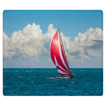 Yacht Sailing At Waves Of The Sea Area Rug