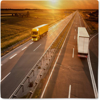 Yellow And White Truck In Motion Blur On Baby Blanket