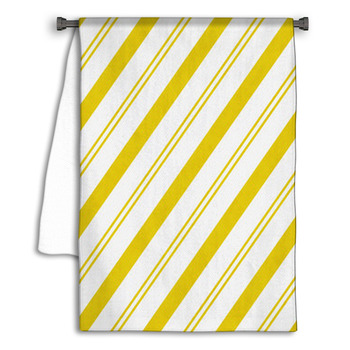 Yellow Diagonal Striped Textured Fabric Background Towel