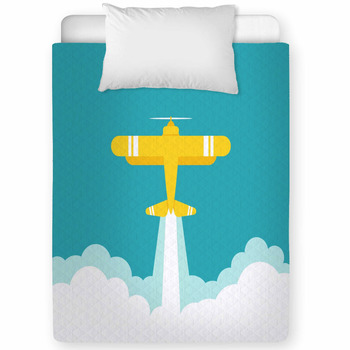 Yellow Retro Airplane Or Aeroplane Toddler Comforter