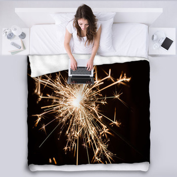 Yellow Sparkler Party Fleece Blanket