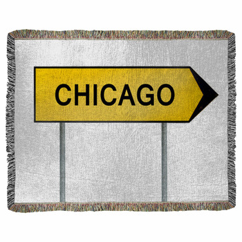 Yellow Street Concept Sign Chicago Woven Throw Blanket
