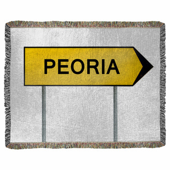 Yellow Street Concept Sign Peoria Woven Throw Blanket