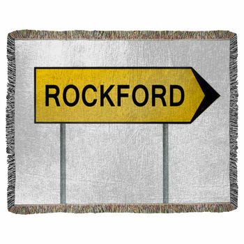 Yellow Street Concept Sign Rockford Woven Throw Blanket