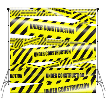 Yellow Warning Caution Ribbon Tape On Fleece Backdrop