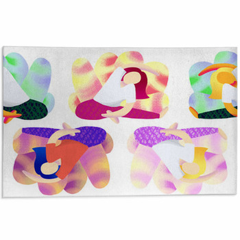 Yoga Faceless Women Seamless Pattern Colorful Area Rug