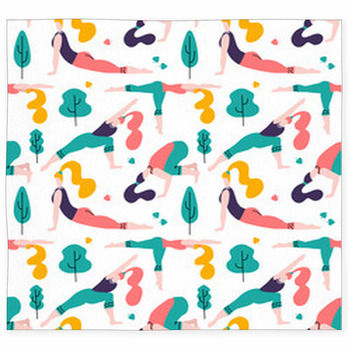 Yoga Girls In The Park Seamless Custom Size Floor Mat