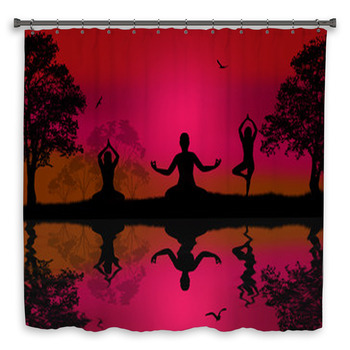 Yoga Meditation Silhouettes Shower Curtain