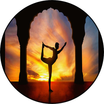 Yoga Silhouette Natarajasana Dancer Pose Round Rug