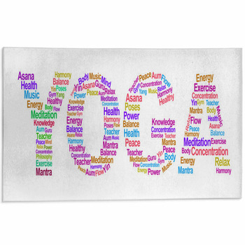 Yoga Text In White Background Area Rug