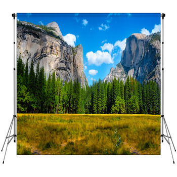 Yosemite Valley Panoramic Landscape Fleece Backdrop