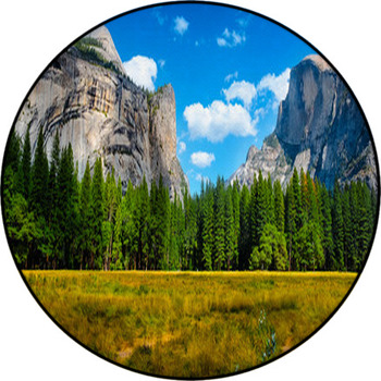 Yosemite Valley Panoramic Landscape Yosemite Round Rug