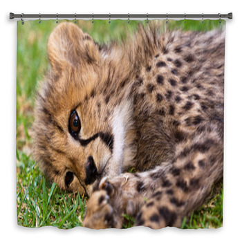 Young Leopard Baby Custom Size Shower Curtain