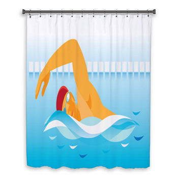 Young Man Is Swimmer Custom Size Shower Curtain