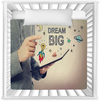 Young Man Pointing At Dream BIG Baby Crib Comforter