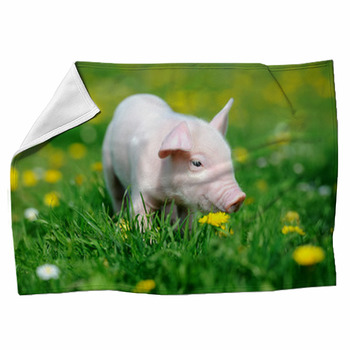 Young Pig In Grass Fleece Blanket