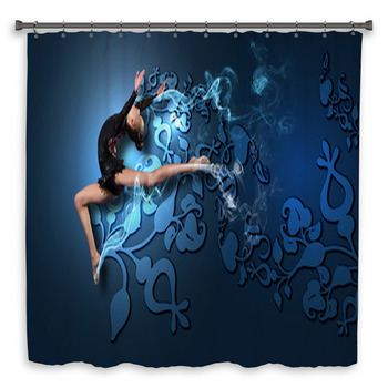 Young Woman In Gymnast Suit Posing Shower Curtain