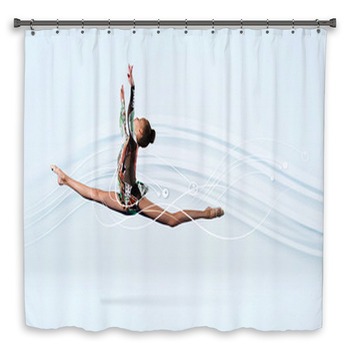 Young Woman In Gymnast Suit Posing Shower Curtain