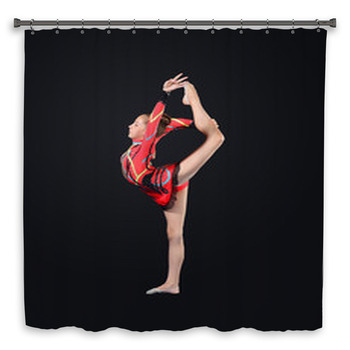 Young Woman In Gymnast Suit Posing Shower Curtain