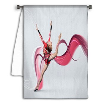 Young Woman In Gymnast Suit Posing Towel