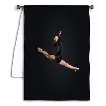 Young Woman In Gymnast Suit Posing Towel