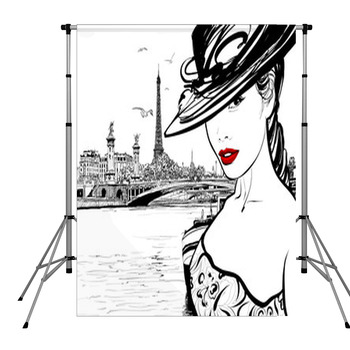 Young Woman Near The Seine River Pole Pocket Backdrop