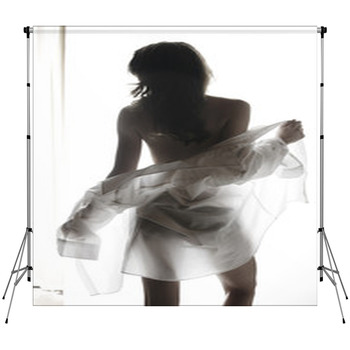Young Woman Undressing Custom Size Backdrop