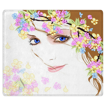 Young Woman With Flowers 2 Bath Mat