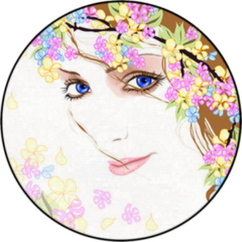 Young Woman With Flowers 2 Round Rug