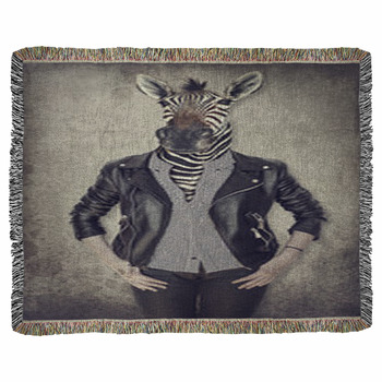 Zebra In Clothes Concept Graphic In Woven Throw Blanket
