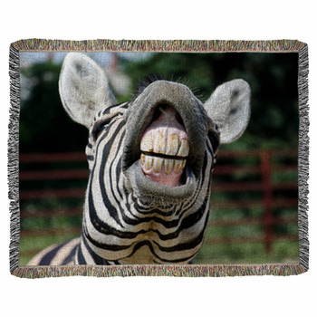 Zebra Smile And Teeth Woven Throw Blanket
