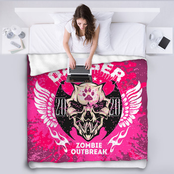 Zombi Apocalypse Emblem With Skull On Fleece Blanket