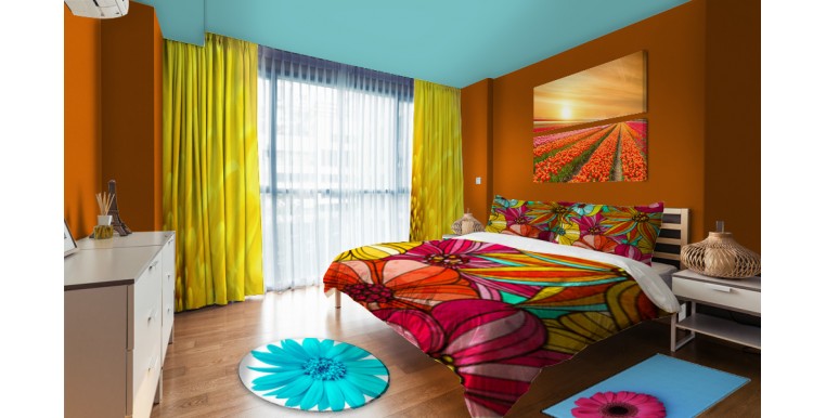 Orange Floral Comforters Duvets Sheets Sets Personalized
