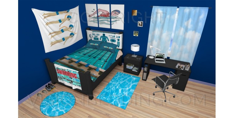 swimming bedding | 3d custom duvet covers, comforters, sheets & bed sets