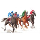 Horse Racing Watercolor Painting Illustration Isolated On White Background Custom Size Window Curtains